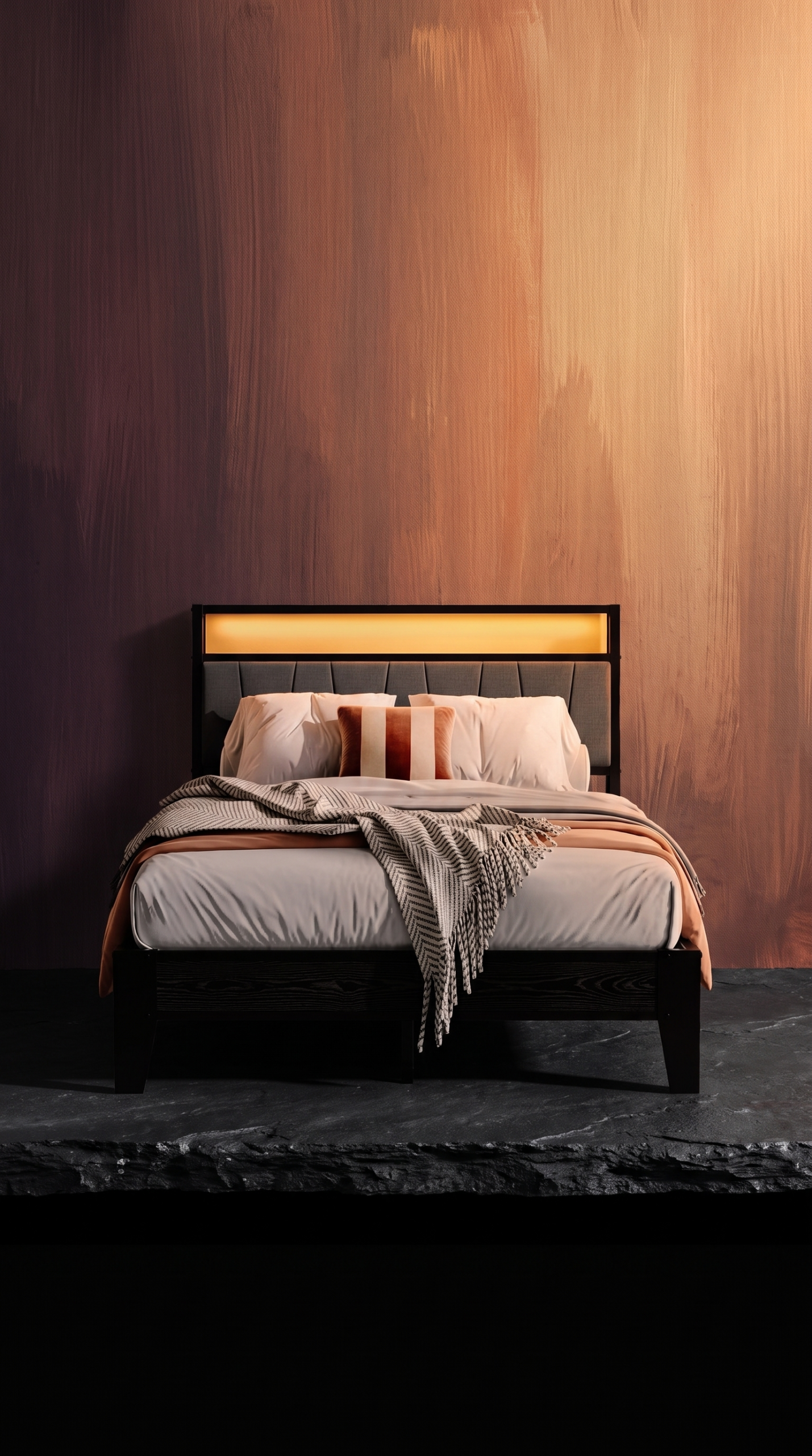 Das gepolsterte Bett mit der Ladestation